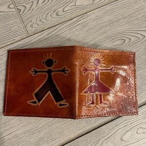 Handcrafted Leather Wallet with Artistic Figures